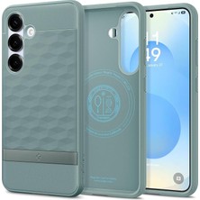 Ahes Caseology Galaxy S25 Plus ile Uyumlu Magnet Kılıf Parallax Mag Dokulu Yüzey Tasarım Yeşil Kapak - ACS09060 (Spigen Tr Garantili)