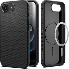Ahes iPhone 17E / 16E ile Uyumlu Kılıf Liquid Air Mag Fit Kaymaz Dokulu Yüzey Siyah Kapak - ACS09151 (Spigen Tr Garantili)