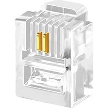 Ahes Plus PX-6P2C RJ11 2 Pinli Konnektör, 100’LÜ Paket 6P2C RJ11 Telefon Jack, Telefon Kablo Ucu, Modem Dsl Hat Kablosu Uçlandırma Konnektörü, Şeffaf RJ11 Plug