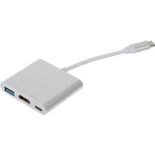 Ahes 4962 USB 3.1 Type C To HDMI USB 3.0 Dönüştürücü Adaptör Kablosu (Laptop Için)
