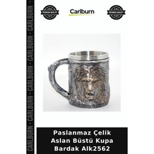 Carlburn Özel Üretim Hediyelik Figürlü Metal Erkek Paslanmaz Çelik Aslan Büstü Kupa Bardak ALK2562
