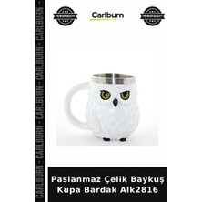 Carlburn Özel Üretim Hediye Mutfak Paslanmaz Çelik Baykuş Kupa Bardak ALK2816
