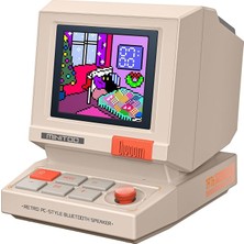 Ahes Minitoo Retro Pc-Style Bilgisayar Hoparlörü, Akıllı Piksel Ekranı ve Kendi Resimlerinizi Oluşturma Özelliği, Bluetooth ve USB Ses, Beyaz Gürültülü Alarm/zamanlayıcı, Yatak Odası Için Hediye