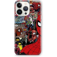 Ahes iPhone 13 Pro Uyumlu Spiderman Kolaj Tasarım Baskılı Şeffaf Kılıf, STRLGHT13PRO295