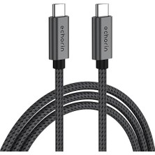 Ahes 20 Gbps, 4K 60Hz, USB C'den USB C'ye, Örgülü Hızlı Şarj, Görüntü ve Veri Aktarım Kablosu Pd 3.2, 5A, iPhone 15, 16, 17, M2 MacBook Pro, Air, iPad Pro ve Galaxy S25, S24, S23 ile Uyumlu