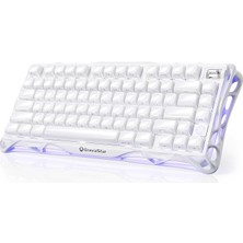 Ahes Mercury K1 Mekanik Klavye, Alüminyum Çerçeveli, %75 Kablosuz Oyun Klavyesi, Hot Swap Özel Klavye, Düğmeli, Gaz Zinciri, Rgb Üç Modlu Klavye, Pbt Tuş Kapakları, 8000 Mah Beyaz