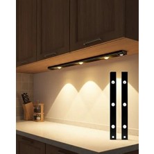 Ahes LED Dolap Altı Aydınlatma 40 Cm, Şarjlı Usb, 3 Renk Modu (3000K-4000K-6400K), Hareket Sensörlü, Manyetik Mutfak Dolap Içi Işık CT-2464