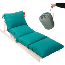 Ahes Pofuduk Şezlong Minderi 180X60X12 cm Çantalı Şezlong Yatağı Su Itici Uv Dayanımlı (Turkuaz)