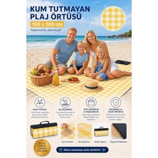 Ahes Havlusu, Piknik Örtüsü, Plaj Matı, Çantalı Plaj Hasırı,kamp Battaniyesi, Kamp Matı, Katlanabilir, Hafif, Su Geçirmez, Piknik Matı Kum Geçirmez (Beyaz-Sarı Kare)