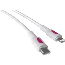 Ahes Type C-Lightning 27WATT Pd Hızlı Şarj Kablosu (Beyaz + Fuşya/beyaz Uç) (120 Cm)