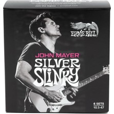 Ahes Ball John Mayer Silver Slinky Nikel Sarılı Elektro Gitar Telleri 6'lı Paket 10,5-47 Ölçü