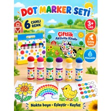 The Monarch Co Lino Dot Markers 6'lı Nokta Boya Kalemi ve Çiftlik Temalı Aktivite Kitabı Eğitici Çocuk Seti - Yıkanabilir