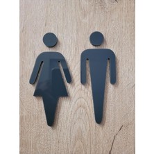 Ahes Parlak Antrasit Pigtogram Kadın ve Erkek Wc Yönlendirme Seti, Figür, Ikon, Sembol