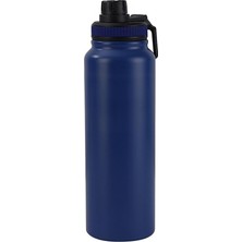 Ahes Çelik Lacivert 1000 ml Tutmalı Süzgeçli Kamp Termosu