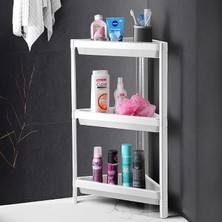 Ahes 3 Katlı Üçgen Köşe Rafı | Banyo, Mutfak ve Kiler Için Yer Tasarruflu Organizer | Çok Amaçlı Raf Ünitesi | 3 Farklı Renk Seçeneği | (33X71X33CM) (Beyaz)