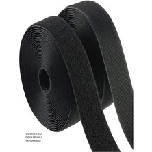 Ahes Metre Cırt Cırtlı Bant, Kaliteli Cırt Bant,çift Taraflı Cırt En 4cm x Boy 1mt-Siyah (Ürünün Arkası Yapışkanlı Değildir)