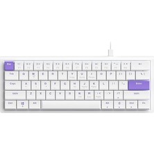 Ahes Ajazz NKL61 60% Mekanik Klavye 61 Tuş Düşük Profil Kablolu Kompakt Gaming ve Ofis Klavyesi Kırmızı Linear Switch 22 Tuş Anti Ghosting Abs Keycaps (NKL61 Beyaz Mor | Red Switch)