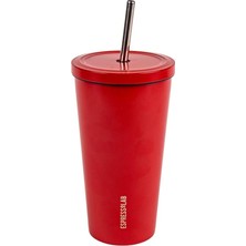 Ahes Çelik Kırmızı Pipetli Mug Termos 500 ml No:80