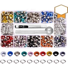 Ahes mm Renkli Metal Kuş Gözü 300 Set ve Saklama Kutusu