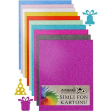 Ahes Karton A4 20X30 cm 10 Renk 1 Paket 10 Lu Simli Karton Parıltılı Kağıt Anasınıfı Kreş Etkinlik Proje Dekoratif