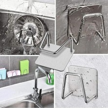 Ahes Adet Paslanmaz Mutfak Sünger Tutucu Yapışkanlı Sünger Askısı Lavabo Süngerliği