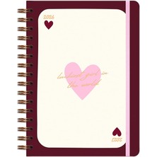 Ahes Notebook 2026-2027 A5 Akademik Ajanda Spiralli 15X21 cm - 16 Aylık - Motivasyon Sayfalı Kalp