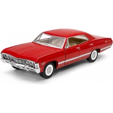 Ahes 1:43 1967 Chevrolet Impala Çek Bırak Metal Model Araba, Açılabilir Kapılı Klasik Araç KT5418D, Kırmızı