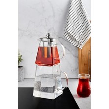 Ahes Krdhome Kare Cam Çaydanlık Takımı - Çaydanlık Seti 1450 Ml.