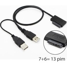 Ahes 13PIM USB 2.0 Slimline Sata Kablo Notebook Cd-Dvd Rom Optik Sürücü Sata Kablosu