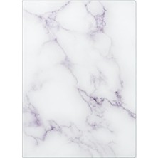 Ahes Cam Kesme Tahtası - Temperli Cam Kesme ve Sunum Tahtası - 25 x 35 cm Beyaz Mermer Desenli - Kaymaz Tabanlı Hijyenik Mutfak Tezgah Koruyucu - Çok Amaçlı Servis ve Doğrama Tahtası
