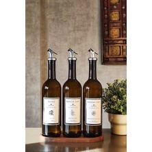 Ahes Amber Zeytinyağı Ayçiçek Yağı Sirke Şişesi Yağdanlık 3lü Set 750ML -Stantsız B3750-SZ