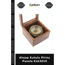 Carlburn Özel Üretim Dekoratif Hediyelik Koleksiyon Nostaljik Masaüstü Ahşap Kutulu Pirinç Pusula KSK3019