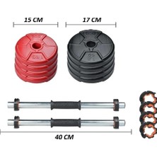 Ahes 11 kg Dambıl Seti Blackred 6 In 1 Fitness Set