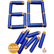 Ahes 60 Adet Soft Bullet Sünger Yedek Mermi - Uzun Menzilli ve Güvenli Oyuncak Mermisi