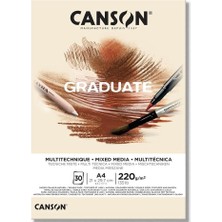 Ahes Graduate - C400110368 Mix Media Kağıt Blok, Dın A4, 30 Yaprak, 220 G/m², Doğal