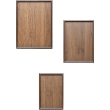 Ahes 130105044 Ahşap Tepsi 3lü Set Çay Kahve Bambu Sunumu Tepsi Seti