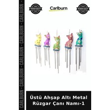 Carlburn Özel Üretim Dekoratif Bahçe Balkon Süs Hediye Üstü Ahşap Altı Metal Rüzgar Çanı Namı-1