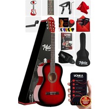 Ahes CG-270RD Klasik Gitar 4/4 Yetişkin Boy, Kırmızı, Sap Ayarlı Full Set
