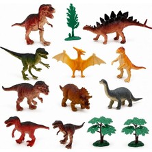 Ahes 13 Parça Dinozor Hayvanları Seti, Silindir Kovada Dinozor Figür Oyuncakları, Çocuklar Için Eğitici Hayvan Tanıma ve Safari Oyun Seti, Taşınabilir Dinozor Oyuncak Seti SH-6434