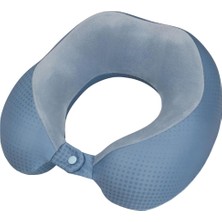 Ahes Tourister Travel Accessories - Hafızalı Köpüklü Seyahat Yastığı, Uçak, Araba ve Tren Için Ergonomik ve Konforlu Boyun Yastığı, 30 Cm, Mavi (Taş Mavisi/mavi)
