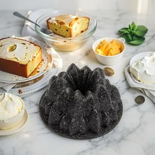 Ahes Thermo Döküm Gövdeli Everest Kek Kalıbı 24CM, Dilimli ve Döküm, Siyah Granit Benekli Pişirme Kabı, Kolay Çıkarma, Dayanıklı Alüminyum Alaşım