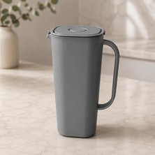 Ahes ml Sürahi, Sızdırmaz Kapaklı Bpa Içermez Buzdolabı Kapısına Uygun Ergonomik Saplı Soğuk ve Sıcak Içecek Sürahisi, Gri ve Bej Renk Seçenekli (Gri)