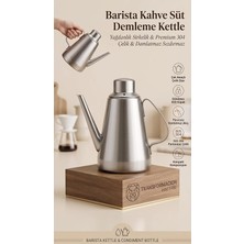 Ahes Yağdanlık Sirkelik Sus 304 Paslanmaz Çelik Kilitli Kapaklı 14,5X10,5 cm 710 ml Barista Kahve Süt Demleme Kettle