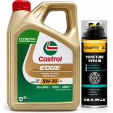 Castrol Edge Motor Yağı 5W-30 4 Litre + Lastik Tamir Kiti 400 ml