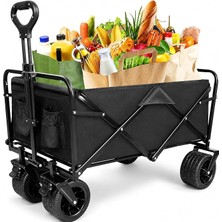 Ahes Pazar Arabası, 150 kg Taşıma Kapasitesi, Sağlam Çelik Gövde, Fren Sistemli Kalın Tekerlekler, Su Geçirmez Oxford Kumaşlı, 360 Derece Manevra, Kamp, Plaj, Market Için Vagon Taşıma Arabası