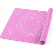 Ahes Silikon Hamur Matı, Pizza ve Tatlı Hazırlamak Için Ölçekli, 45X65 cm (Pembe)