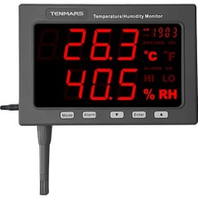 Tenmars TM-185D Işıklı Göstergeli Sıcaklık Nem Ölçer | Kayıt Yapabilir