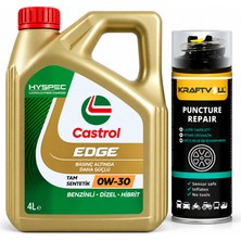 Castrol Edge Motor Yağı 0W-30 4 Litre + Lastik Tamir Kiti 400 ml