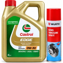 Castrol Edge Motor Yağı 0W-30 4 Litre + Würth Balata Spreyi 500 ml
