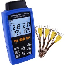 Tenmars TM-747D Kayıt Özellikli 4 Kanallı Termokupl Termometre | K, J, T, E, R, S, N Tipi Prob